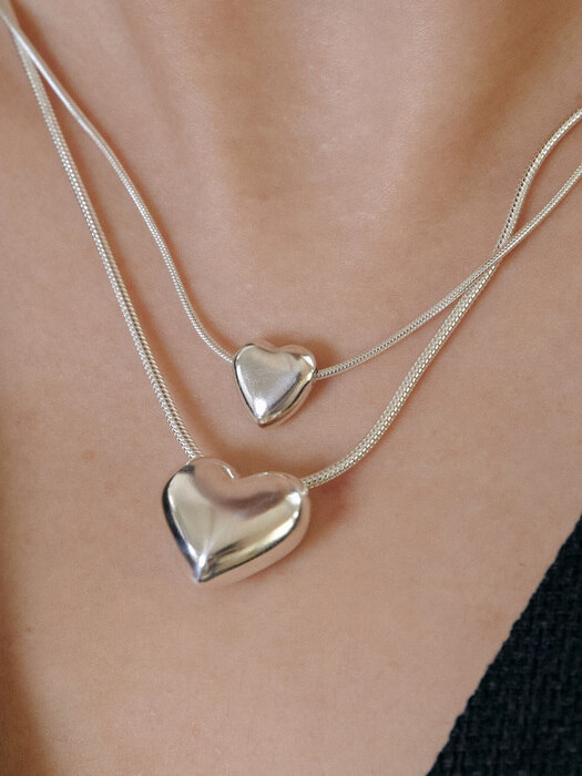 volume heart necklace (2 colors)