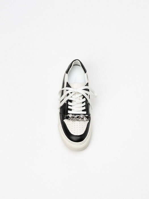 Ardita Embellished Chain Sneakers in Black with Pure White