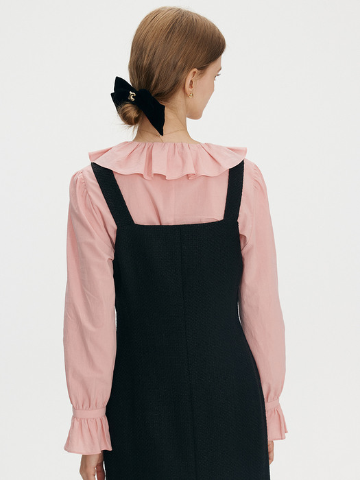 Ruffled neck blouse - Coral pink