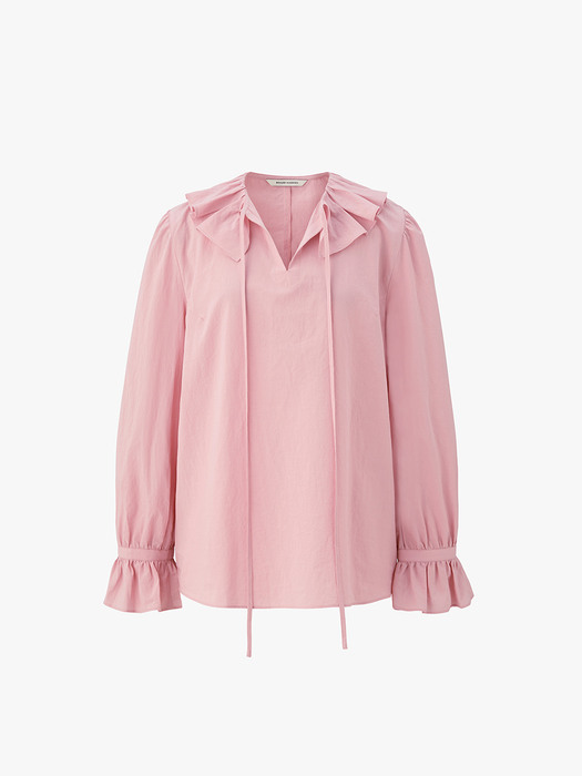 Ruffled neck blouse - Coral pink