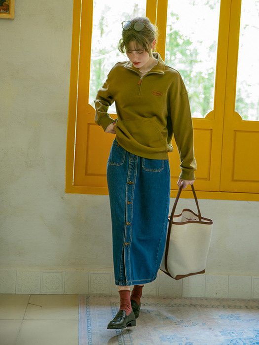 YANN denim long skirt_BLUE