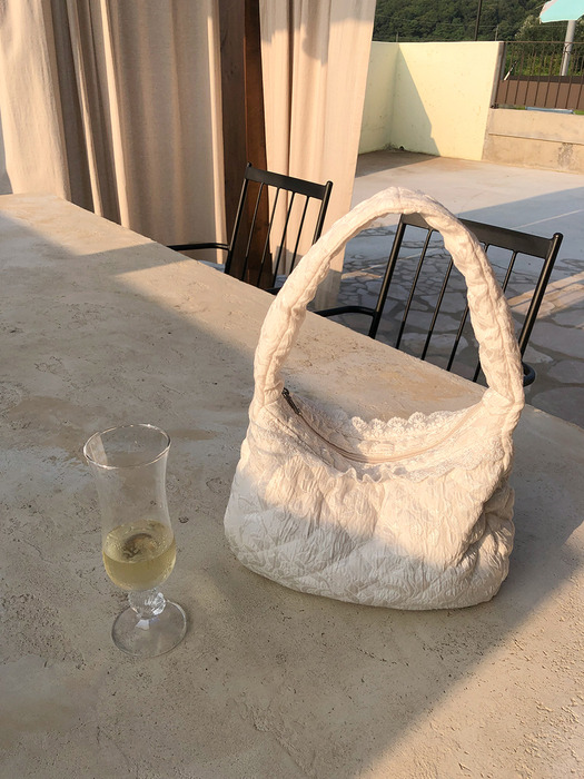 Quilted hobo bag - satin ivory