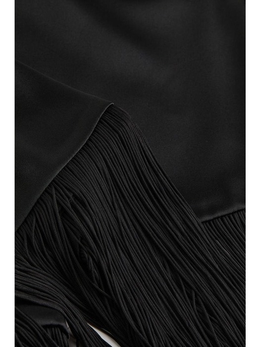 프린지 트리밍 드레스 블랙 1116139001