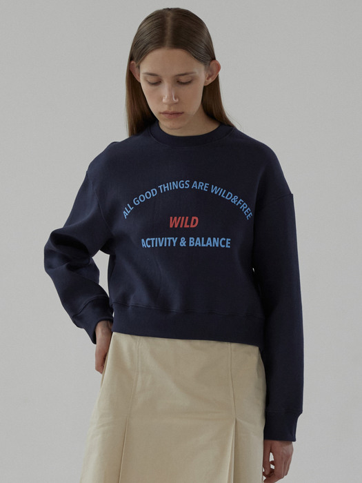 A&B oval crop SWEATSHIRT Navy