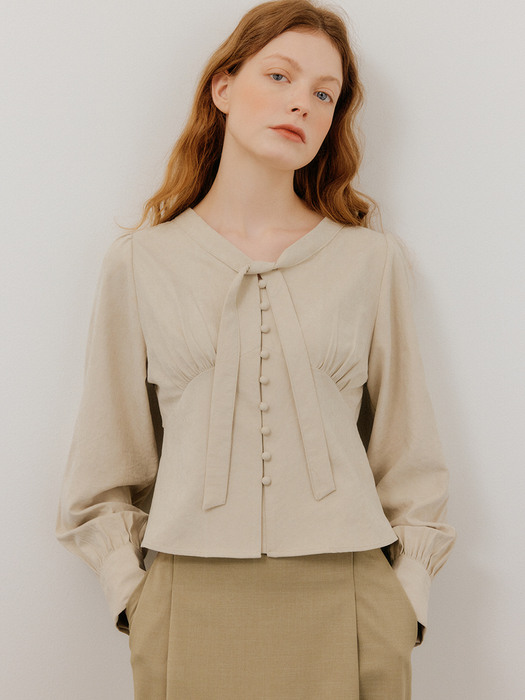 monts 1550 tie-shirring blouse (beige)