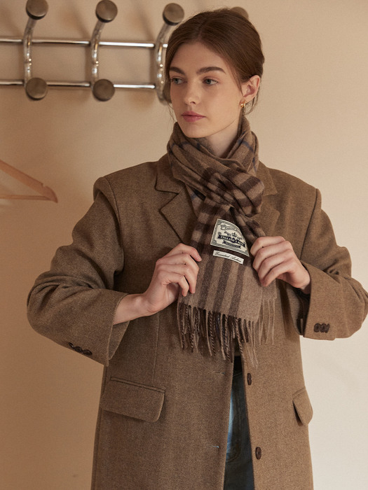 Daily check wool muffler - Beige Check