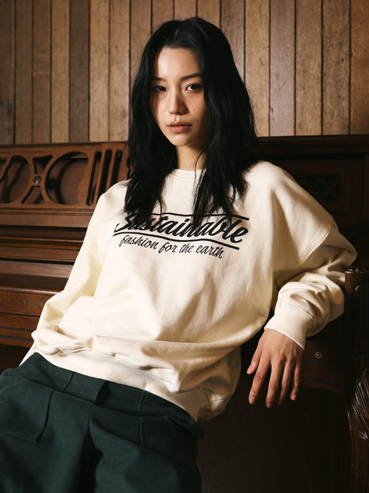 Cursive typo Sweatshirt ivory