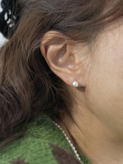 Standard pearl 925silver earring (6mm, 8mm)