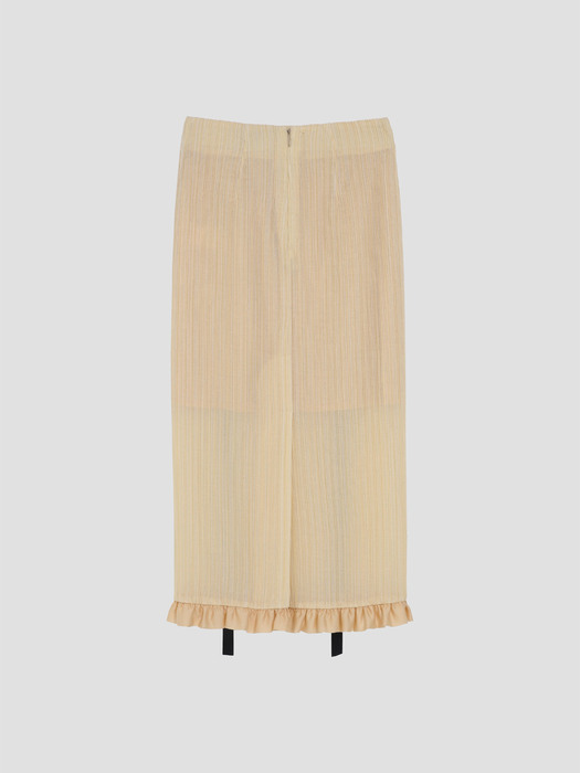 23SS Stap Detail Pleats H-line Skirt_YELLOW GREEN
