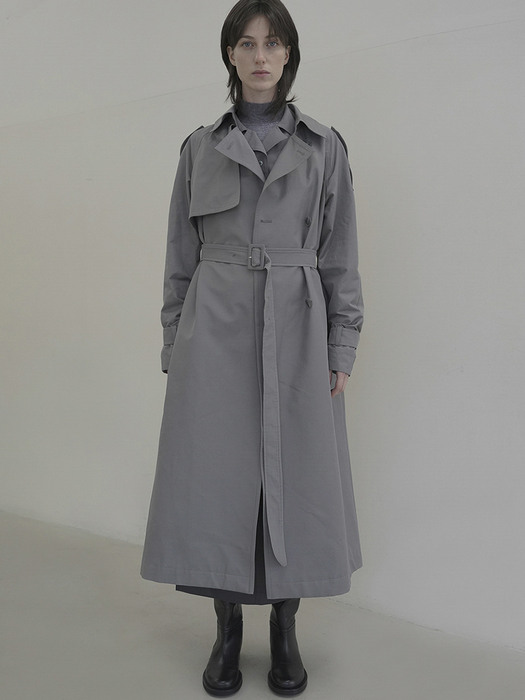 [리퍼브]GREY RAGLAN DOUBLE TRENCH COAT