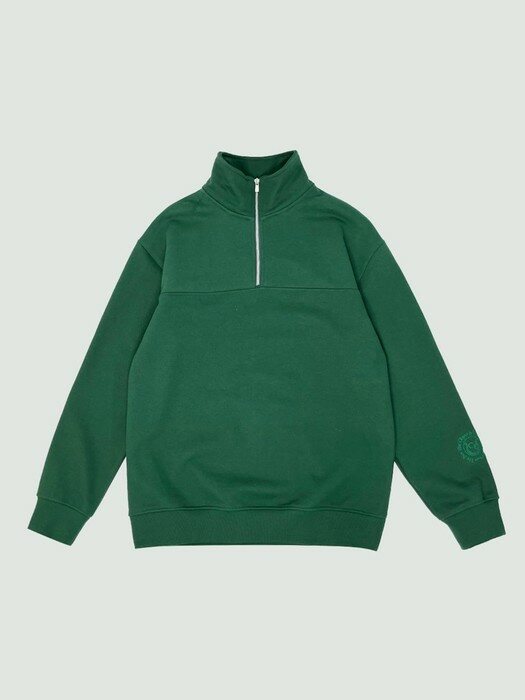 HIGH NECK ZIPUP PULLOVER_ deep green