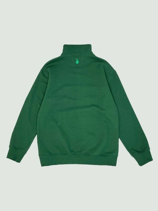 HIGH NECK ZIPUP PULLOVER_ deep green