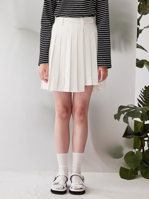 Unbalance Pleats Skirt  White (KE3227M031)
