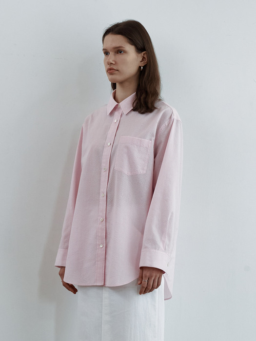 Wide cuffs detail loose shirts [PINK]