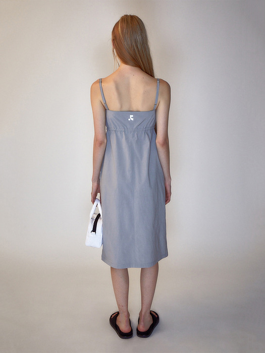 RR LOGO NYLON MIDI DRESS - LIGHT GREY