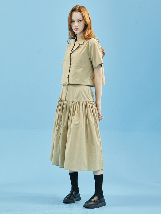 Picnic Two Piece Banding Skirt [Beige]