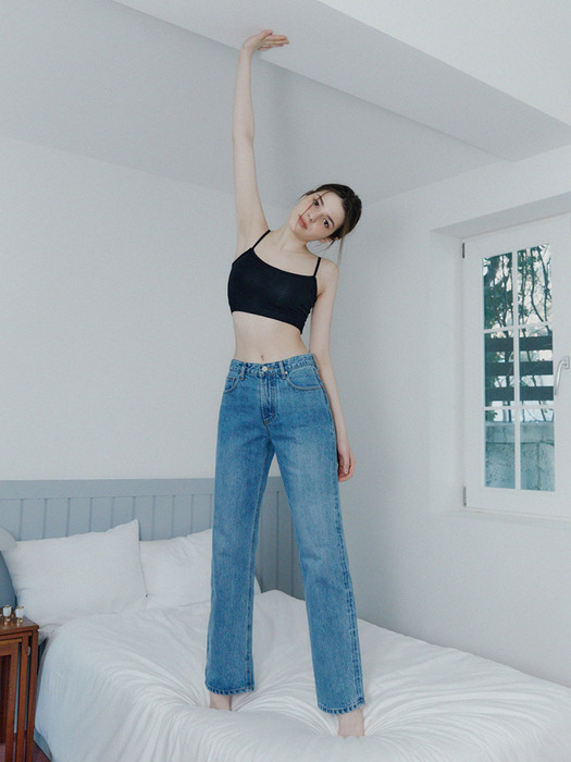 low rise straight jeans blue