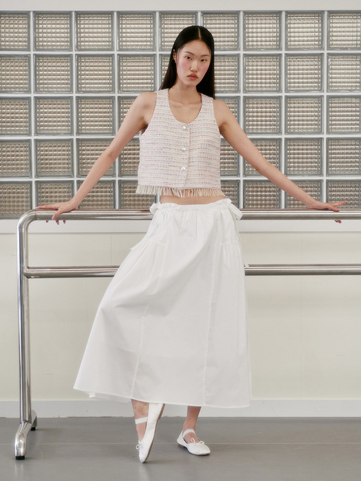 Battu Shirring Skirt_white