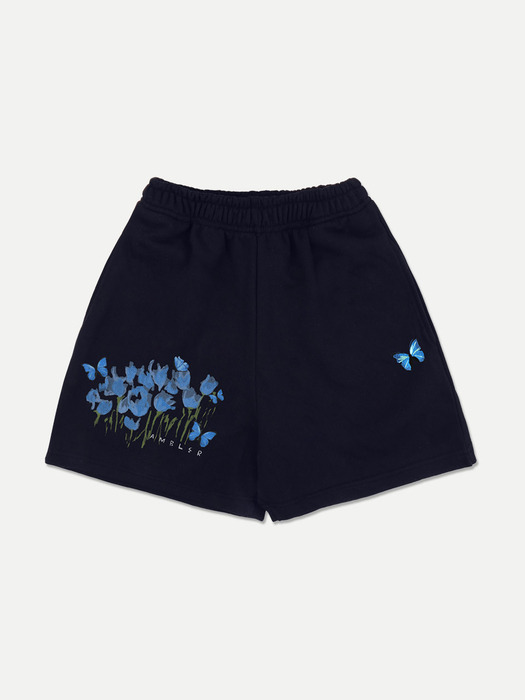 Blue Butterfly Training Banding Sweat Shorts Pants SSP302 (Navy)