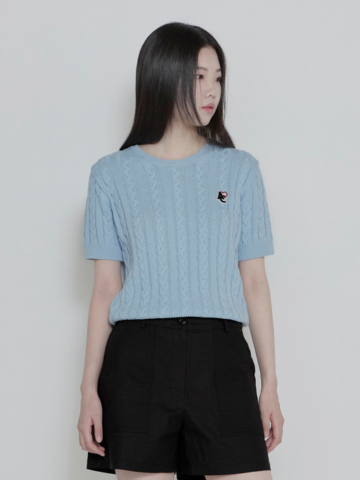 HALF SLEEVE CABLE KNIT_4colors