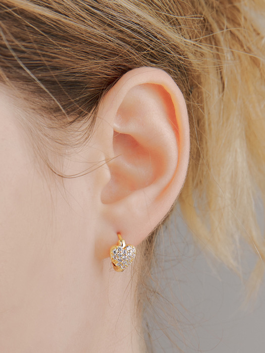 stone heart one-touch earring