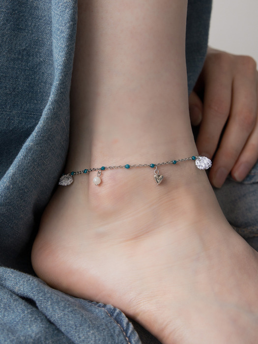 Gypsy mood blue pearl chain anklet