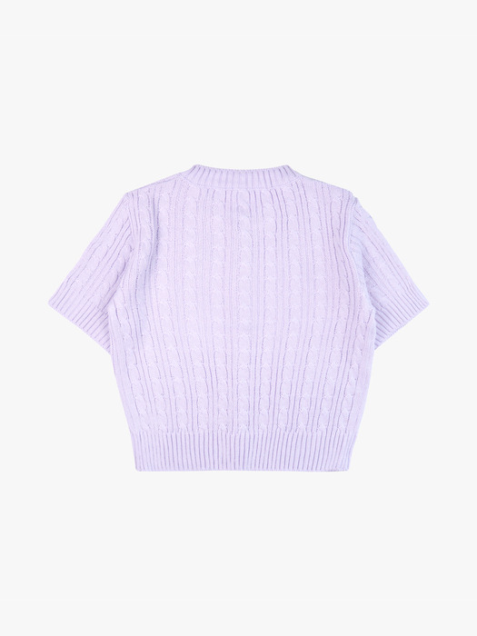 CABLE R.NECK CARDIGAN_LAVENDER