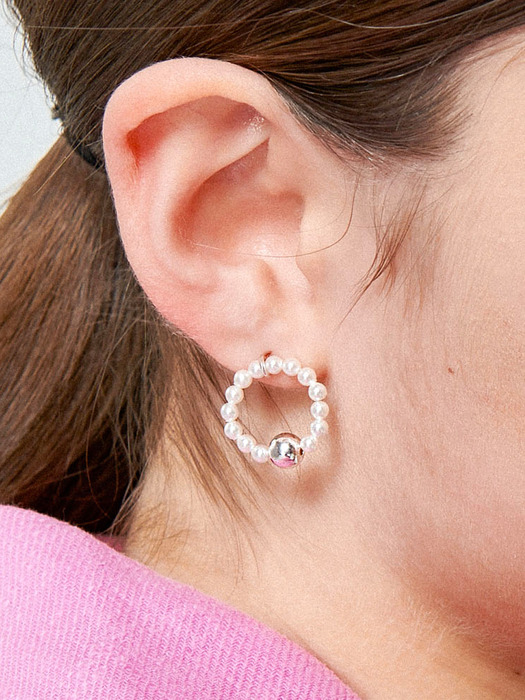 Rounding Pearl Ball Silver Earring Ie333 [Silver]