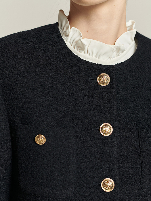 Gold Classic Tweed Jacket_Navy