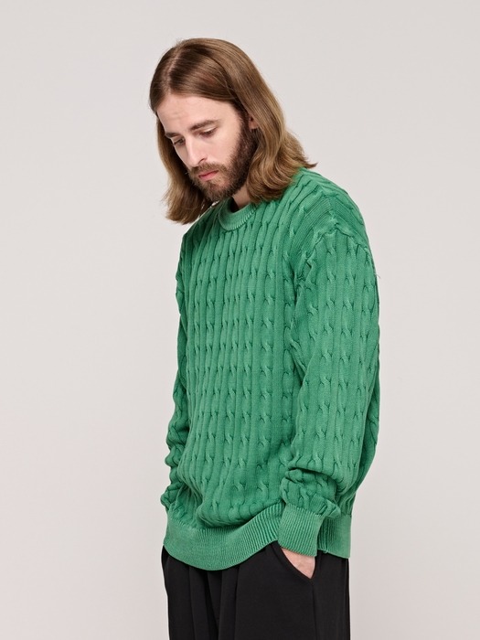 CB PIGMENT CABLE ROUND KNIT (GREEN)