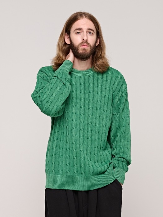 CB PIGMENT CABLE ROUND KNIT (GREEN)