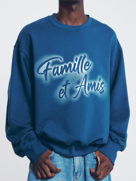 GRAFFITI LOGO PRINT SWEATSHIRT(PERSIAN BLUE)