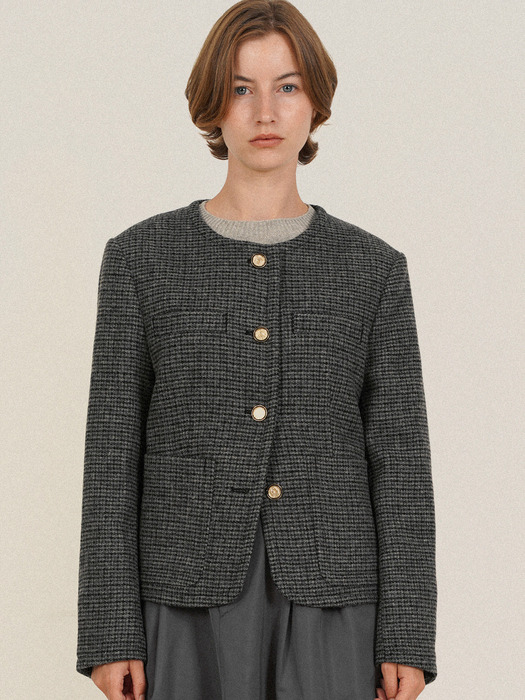 CELINA WOOL CLASSIC CHECK TWEED JACKET_CH