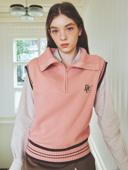 RCC Knit Half Zipup Vest [PINK]