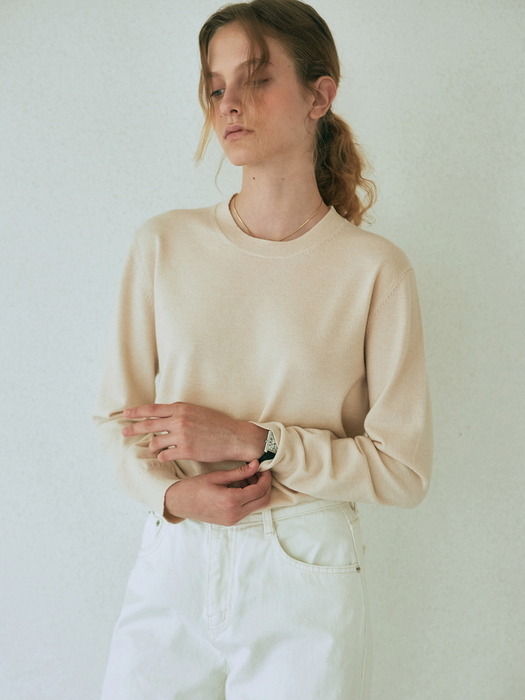 CREW NECK PULLOVER KNIT_IVORY