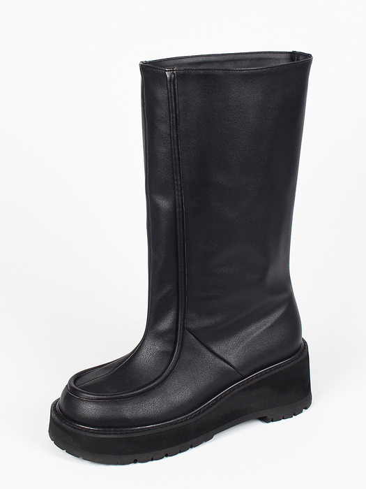 [VT x Fq] Cushiony lined long boots_black