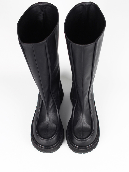 [VT x Fq] Cushiony lined long boots_black