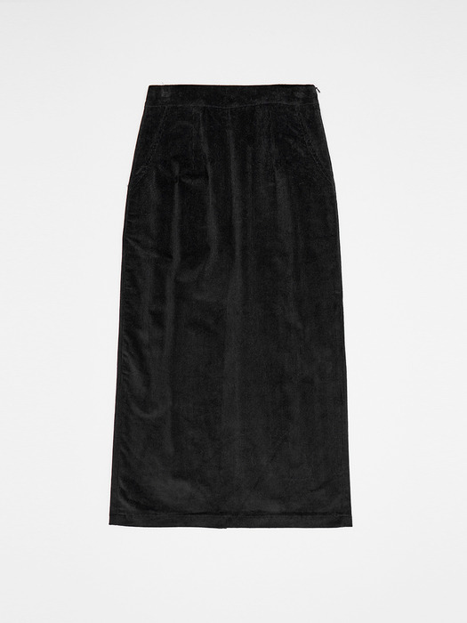 Corduroy Banding Long Skirt Black