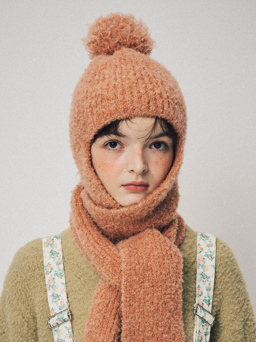 BOUCLE BALACLAVA MUFFLER, APRICOT