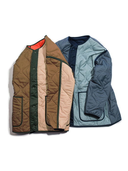 Reversible Quilted Jacket -Multi Beige-