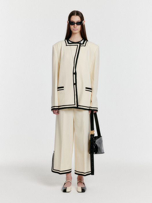 YINTANA Contrast Jacket - Ivory