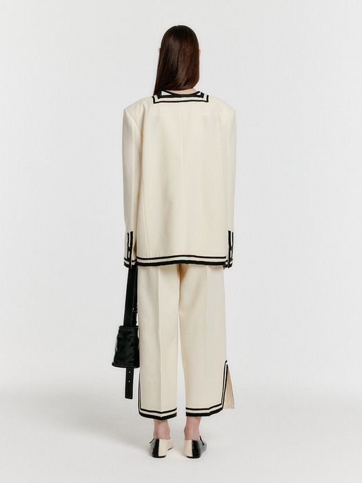 YINTANA Contrast Jacket - Ivory