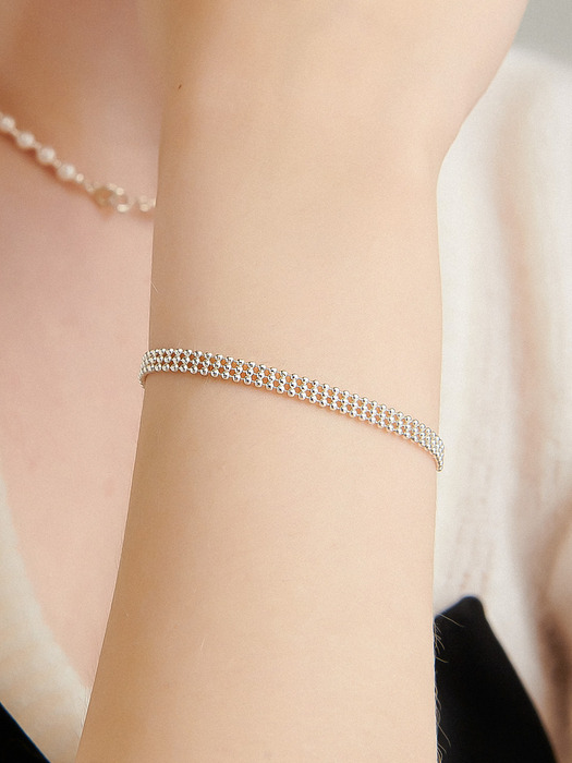 Mesh Line Silver Bracelet Ib305 [Silver]