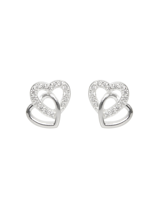 [단독][Silver925] WE029 Crystal two heart earring