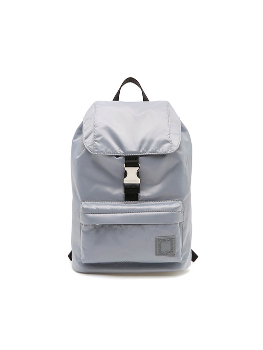 Buckle Nylon Backpack, Light Grey