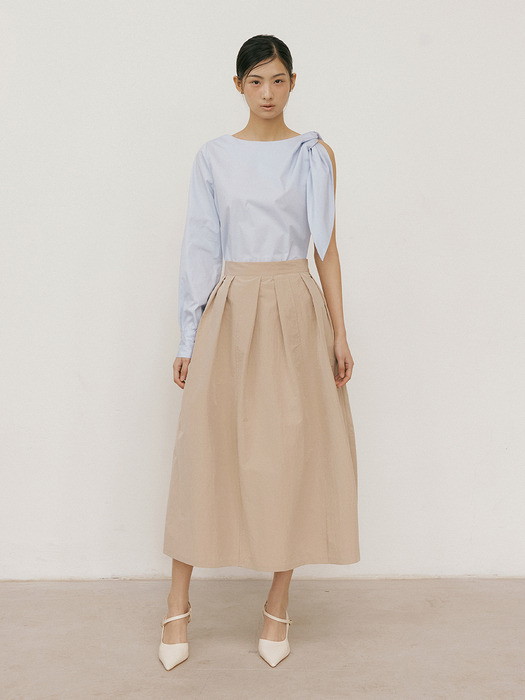 Padded Pleats Skirt (beige)