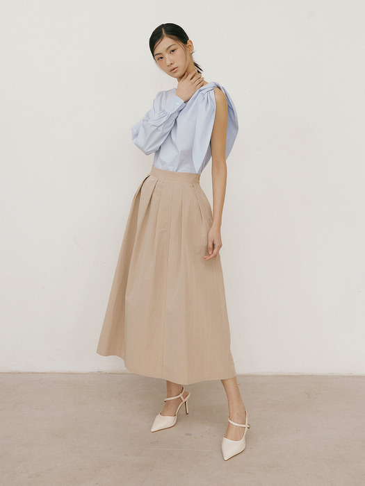 Padded Pleats Skirt (beige)