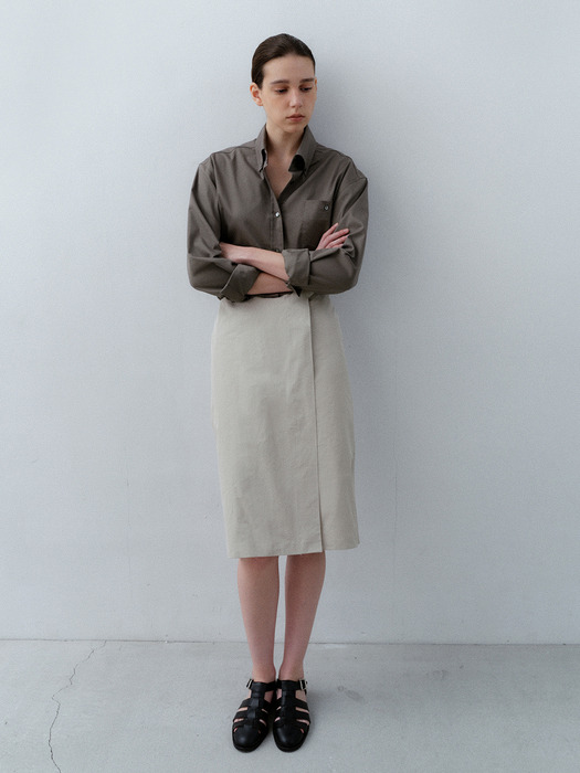 Taffeta Wrap Skirt - Light Grey
