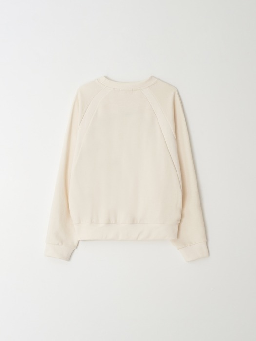 Flower Garden Rib Line Sweatshirts - Cream