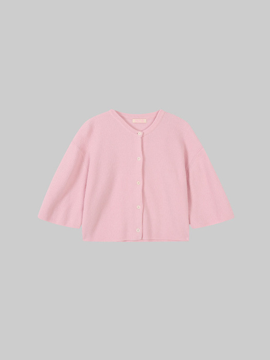 Short Sleeves Knit Cardigan (pink)